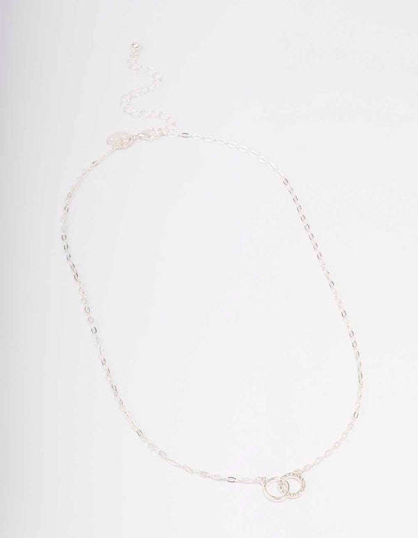 Silver Linked Diamante Circle Necklace