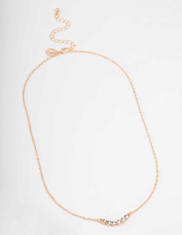 Gold Linear Bezel Diamante Necklace