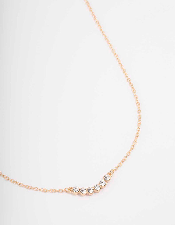 Gold Linear Bezel Diamante Necklace