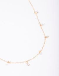Gold Diamante & Pearl Drop Station Necklace - link has visual effect only