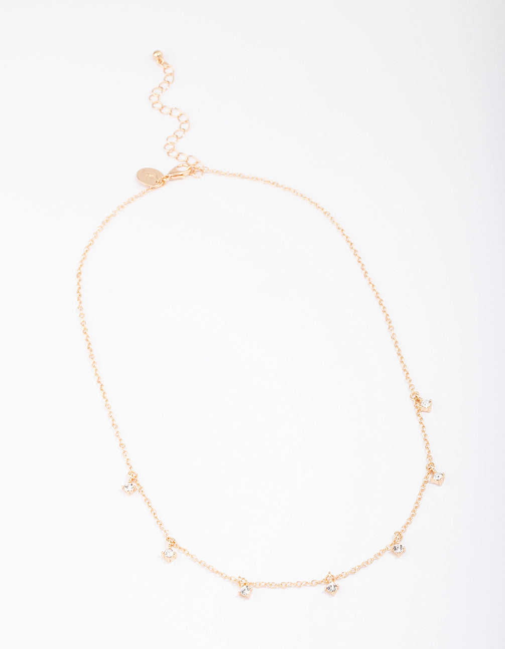 Gold Diamante Droplet Short Necklace