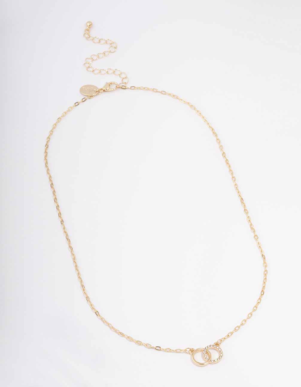 Gold Linked Diamante Circle Necklace