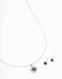 Silver Diamante Halo Jewellery Set - link has visual effect only