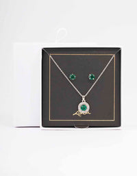 Silver Diamante Halo Jewellery Set - link has visual effect only