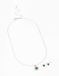 Silver Diamante Halo Jewellery Set - link has visual effect only