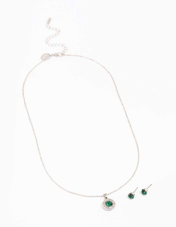 Silver Diamante Halo Jewellery Set