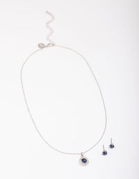Silver Diamante Halo Jewellery Set - link has visual effect only
