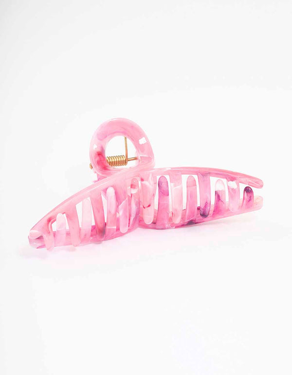 Pink Acrylic Large Twisted Hair Claw Clip
