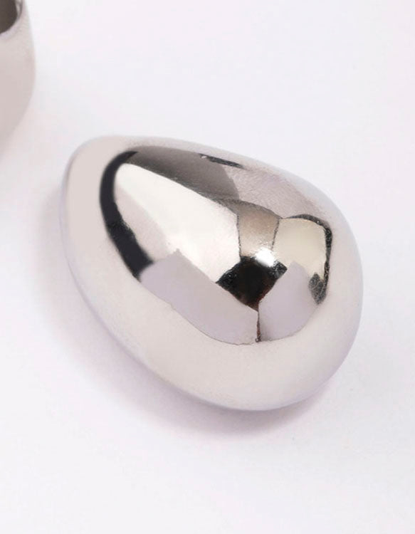 Waterproof Stainless Steel Large Teardrop Earrings