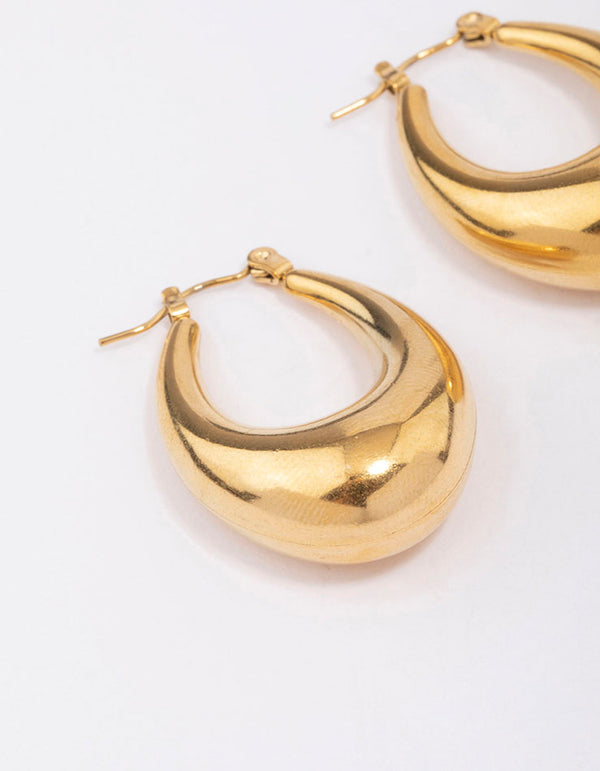 Gold Plated Stainless Steel Full Loop Hoop Earrings - Lovisa