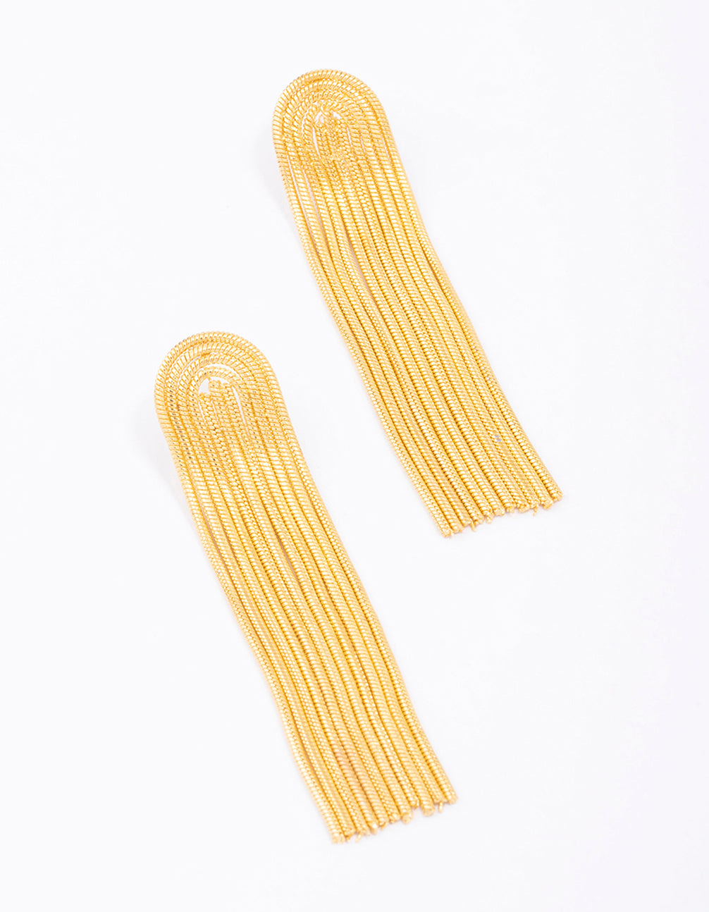 Waterproof Gold Plated Stainless Steel Curved Box Chain Drop Earrings