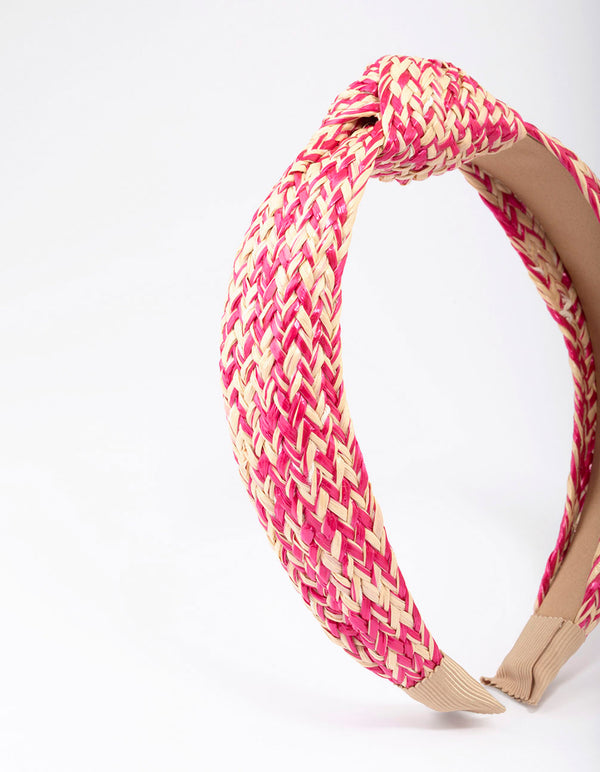Pink Fabric Wave Twisted Knotted Headband
