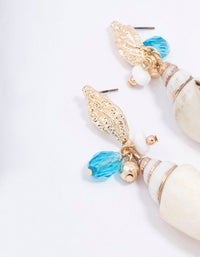 Blue Genuine Shell Beaded Drop Earrings - link has visual effect only