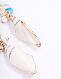 Blue Genuine Shell Beaded Drop Earrings - link has visual effect only
