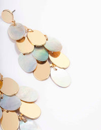 Gold Genuine Shell Disc Drop Earrings - link has visual effect only