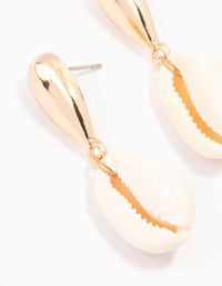 Gold Genuine Shell  Textured Drop Earrings - link has visual effect only