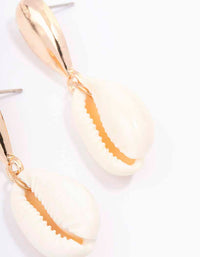 Gold Genuine Shell  Textured Drop Earrings - link has visual effect only