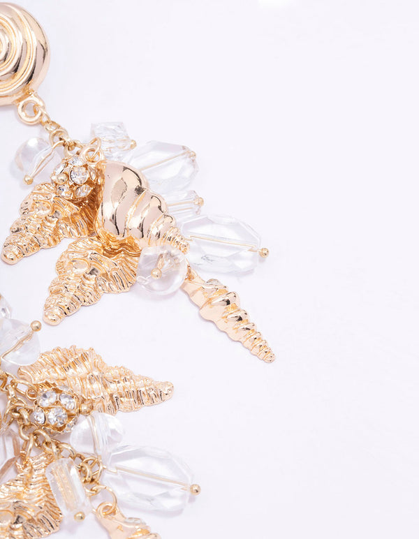 Gold Multi Charm Drop Earrings