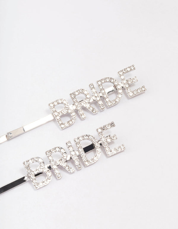 Silver Diamante Bride Hair Clip Pack