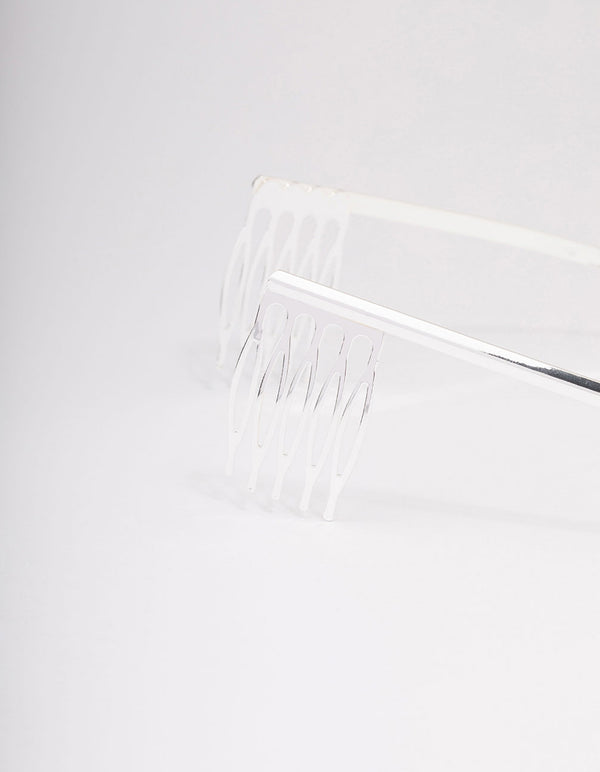 Silver Symmetrical Floral Hair Tiara