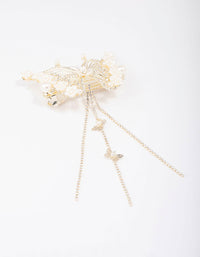 Gold Floral Diamante Butterfly Hair Claw Clip - link has visual effect only