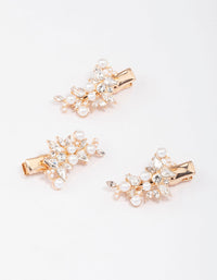 Gold Pearl & Marquise Cluster Hair Clip 3-Pack - link has visual effect only