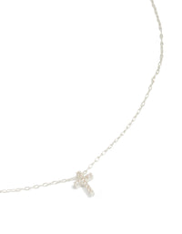 Sterling Silver Cubic Zirconia Cross Pendant Necklace - link has visual effect only