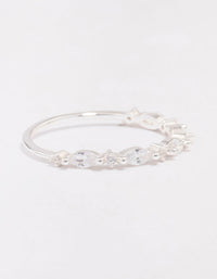 Sterling Silver Cubic Zirconia Alternating  Marquise Round Ring - link has visual effect only