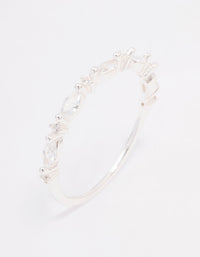 Sterling Silver Cubic Zirconia Alternating  Marquise Round Ring - link has visual effect only