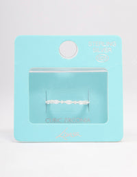 Sterling Silver Cubic Zirconia Alternating  Marquise Round Ring - link has visual effect only