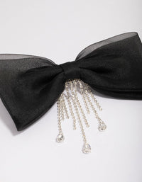 Black Fabric Organza Diamante Cupchain Hair Bow Clip - link has visual effect only
