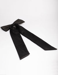 Black Fabric Relaxed Statement Hair Bow Clip - link has visual effect only