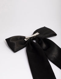 Black Fabric Relaxed Statement Hair Bow Clip - link has visual effect only