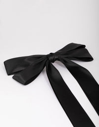 Black Fabric Oversized Ribbon Hair Bow Clip - link has visual effect only