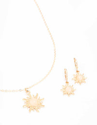 Gold Semi-Precious Sun Necklace & Drop Earring Set - link has visual effect only