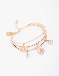 Gold Floral Charm Wrist Cuff - link has visual effect only