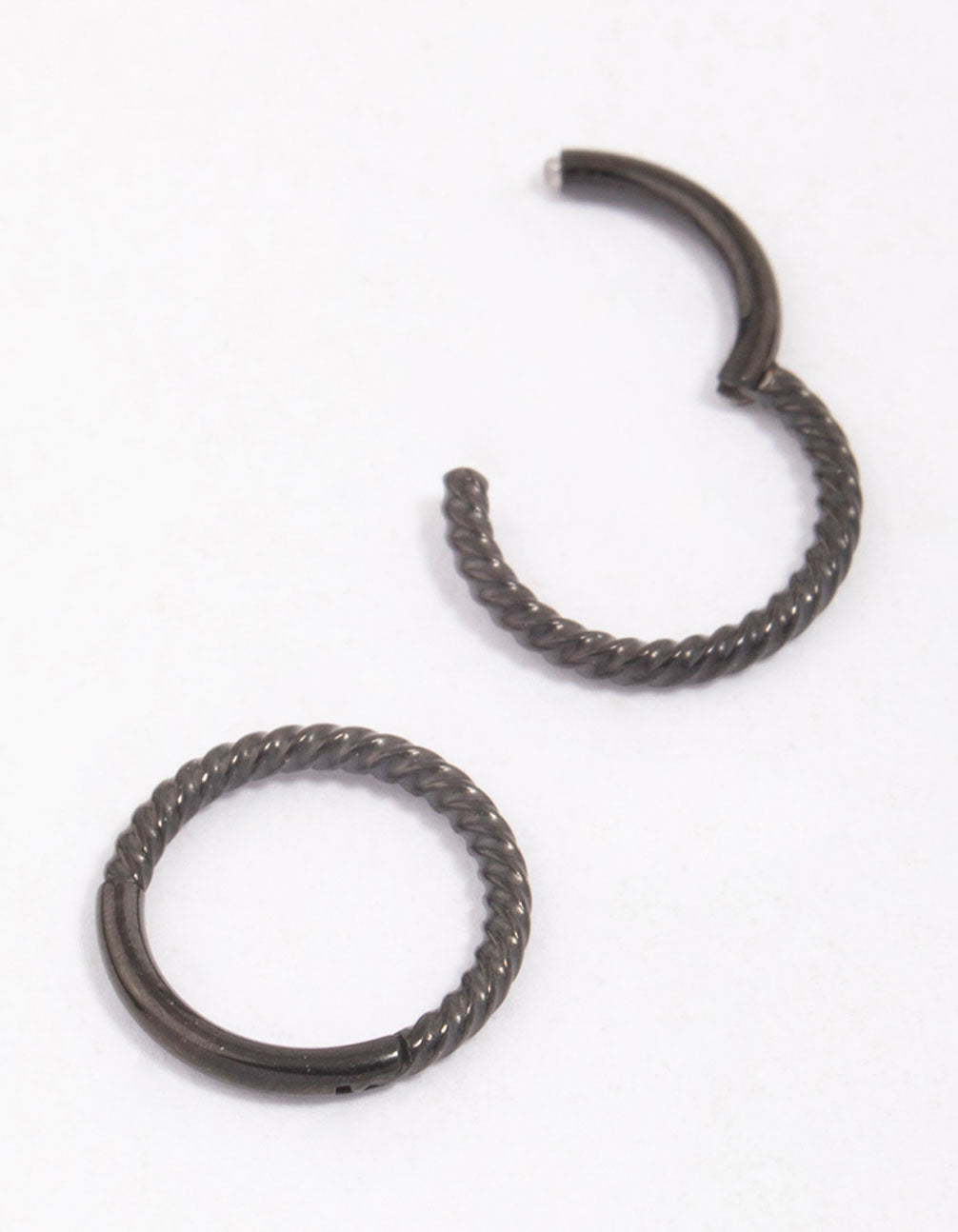 Black Surgical Steel Rope Sleeper Hoop Earrings 8mm