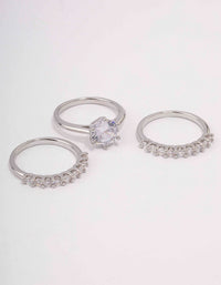 Silver Pave Solitaire Ring 3-Pack - link has visual effect only
