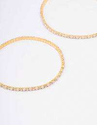 Gold Plated Alternating Mini Cubic Zirconia Pearl Stretch Bangle - link has visual effect only