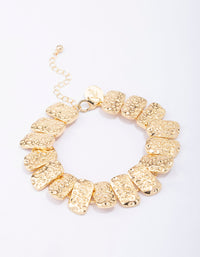 Gold Plated Hammered Rectangle Bracelet - link has visual effect only