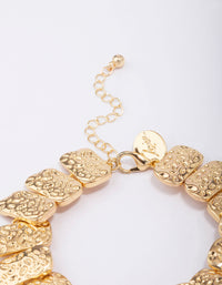 Gold Plated Hammered Rectangle Bracelet - link has visual effect only
