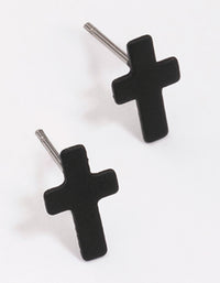 Black Cross Stud Earrings - link has visual effect only