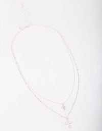 Silver Mixed Texture Cross Necklace - link has visual effect only