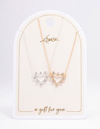 Mixed Metal Open Heart Diamante Necklace - link has visual effect only