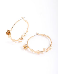 Gold Flower Vine Hoop Earrings - link has visual effect only