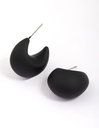 Black Chubby Curved Huggie Hoop Earrings - link has visual effect only