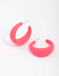 Pink Rubber Wide Hoop Earrings - link has visual effect only
