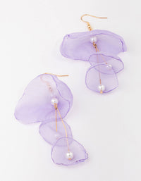 Lilac Layered Fabric Petal Drop Earrings - link has visual effect only