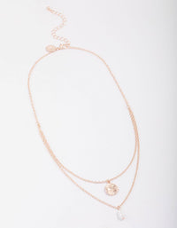 Rose Gold Disc & Pearl Layered Necklace - link has visual effect only