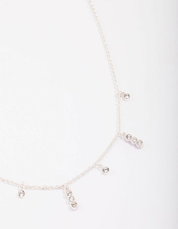 Silver Graduating Diamante Chain Necklace
